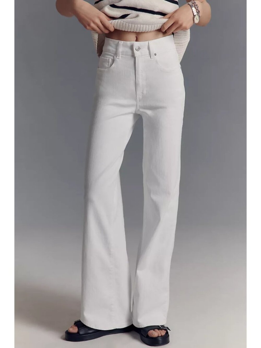 Paige Sasha Jeans White High-Rise Wide Leg Stretch Classic Womens Size 26